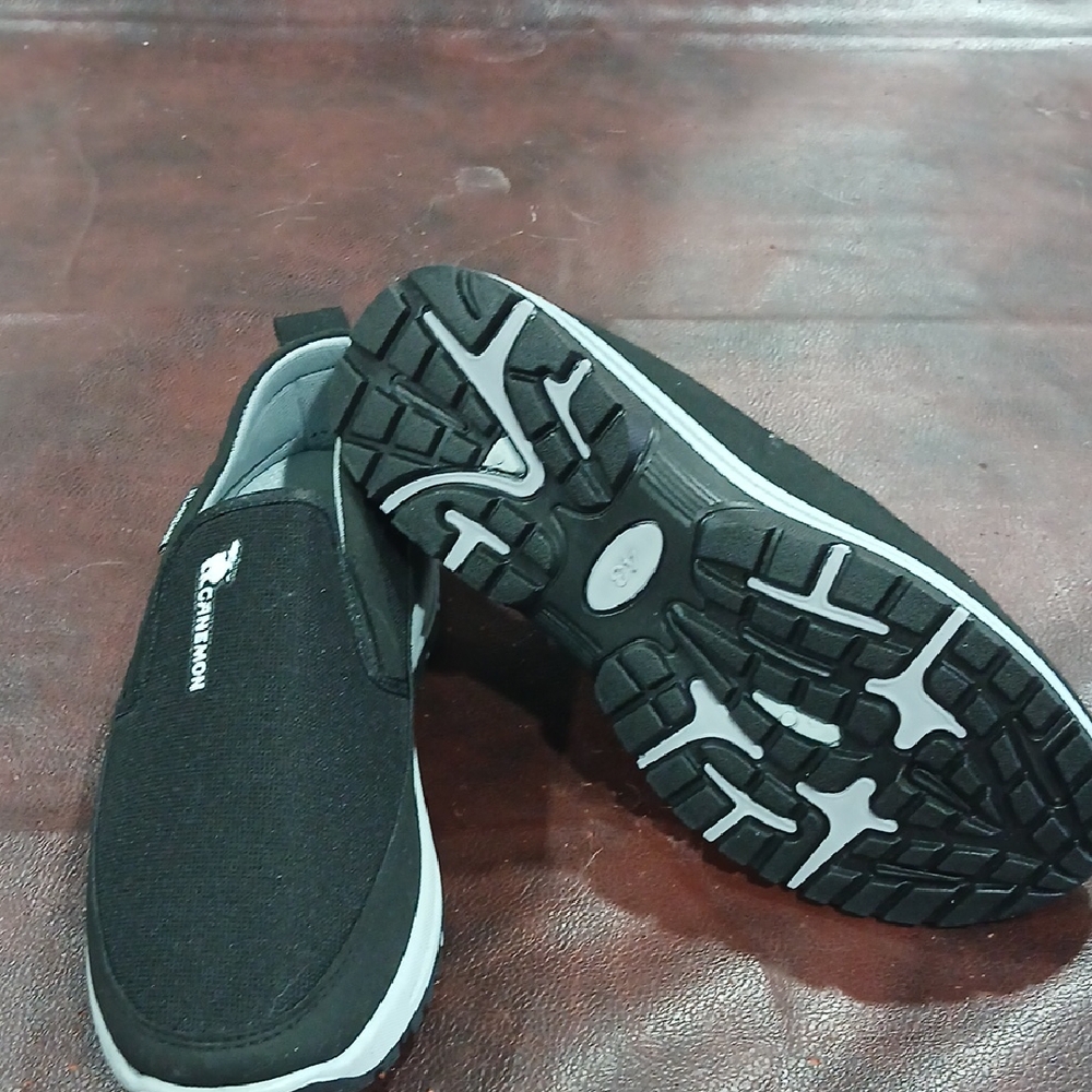 Canemon Men's Black Athletic Slip-On Shoes